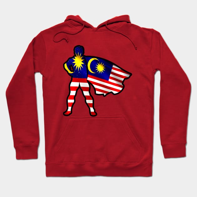 Malaysian Hero Wearing Cape of Malaysia Flag Proud To Be Malaysian Team Hoodie by Mochabonk